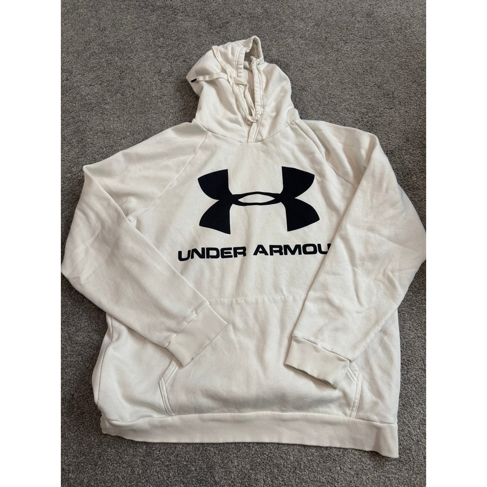 Under Armour Mens Hoodie Sweatshirt White Logo Pullover XXL